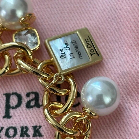 kate spade Gold-Tone Pearl & Camera Charm Bracelet - Picture 2 of 5